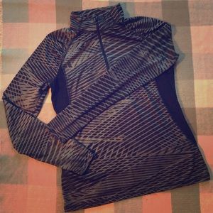 Mesh Paneled Print 1/4 Zip Athletic Jacket